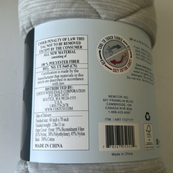 Life Comfort Reversible Cooling Throw Blanket Grey - Picture 5 of 10